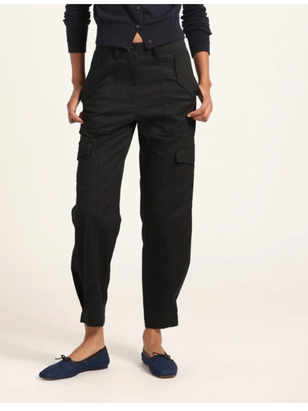 10 Crosby Derek Lam Black Elian Utility Cargo Trousers